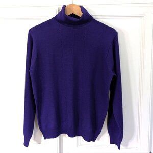 Talbots Women's Wool/Silk/Cashmere Turtleneck Sweater Cable Knit Accent Size M